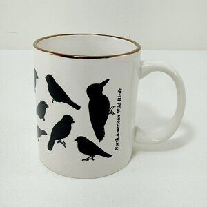 North American Wild Birds Mug Blackbird Watcher Wildlife Silhouette Shadow Gold